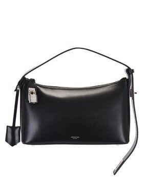 VERAFIED Hobo Bag in Black Leather & Silver Handbag Purse